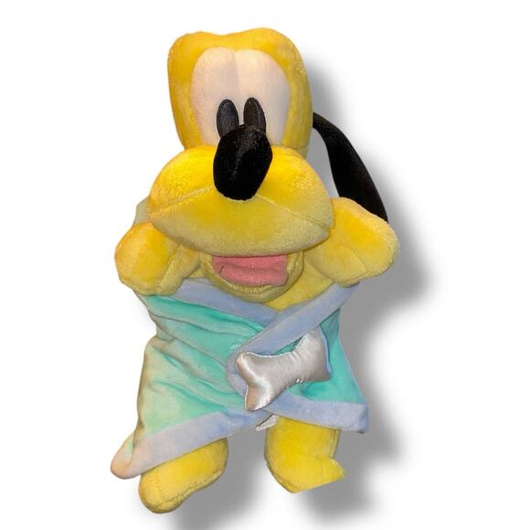 Disney Babies Pluto Plush Dog Swaddle Bone Blanket Hoodie Embroidered Eyes 11'' - Picture 4 of 12